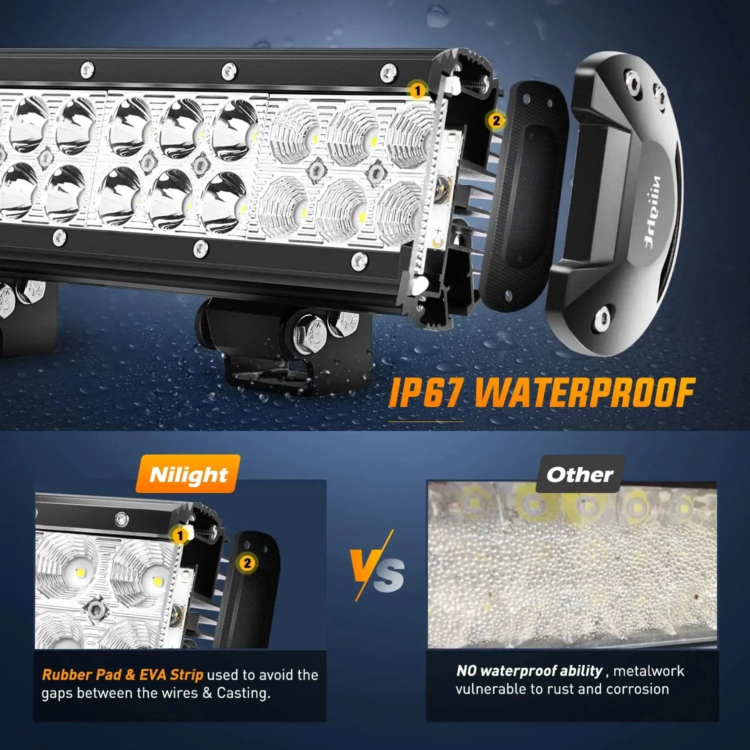 12 Inch 72W 5000LM Double Row Spot Flood LED Light Bars (Pair)
