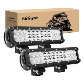 12 Inch 72W 5000LM Double Row Spot Flood LED Light Bars (Pair)