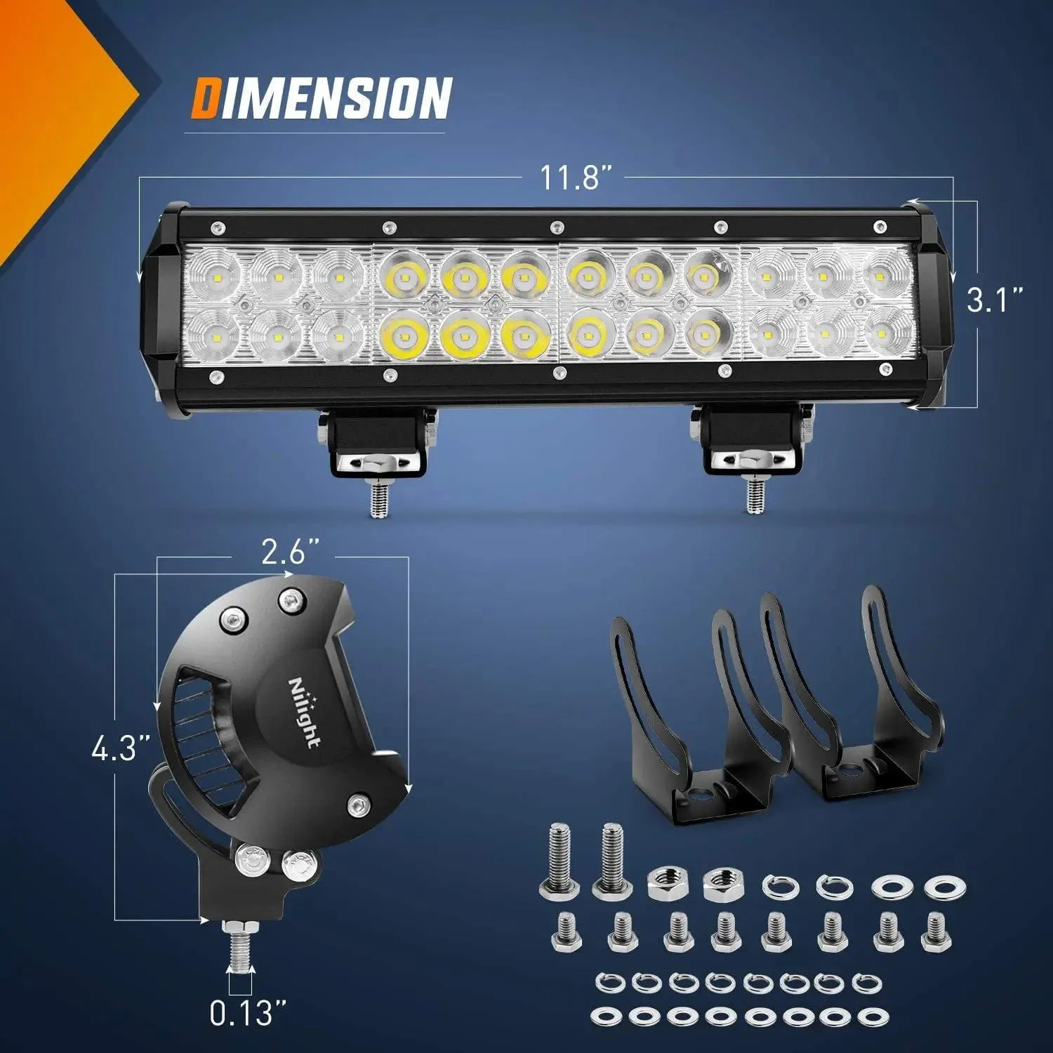 12 Inch 72W Double Row Spot Flood Led Light Bars (Pair) | 10FT Wire 3Pin Switch