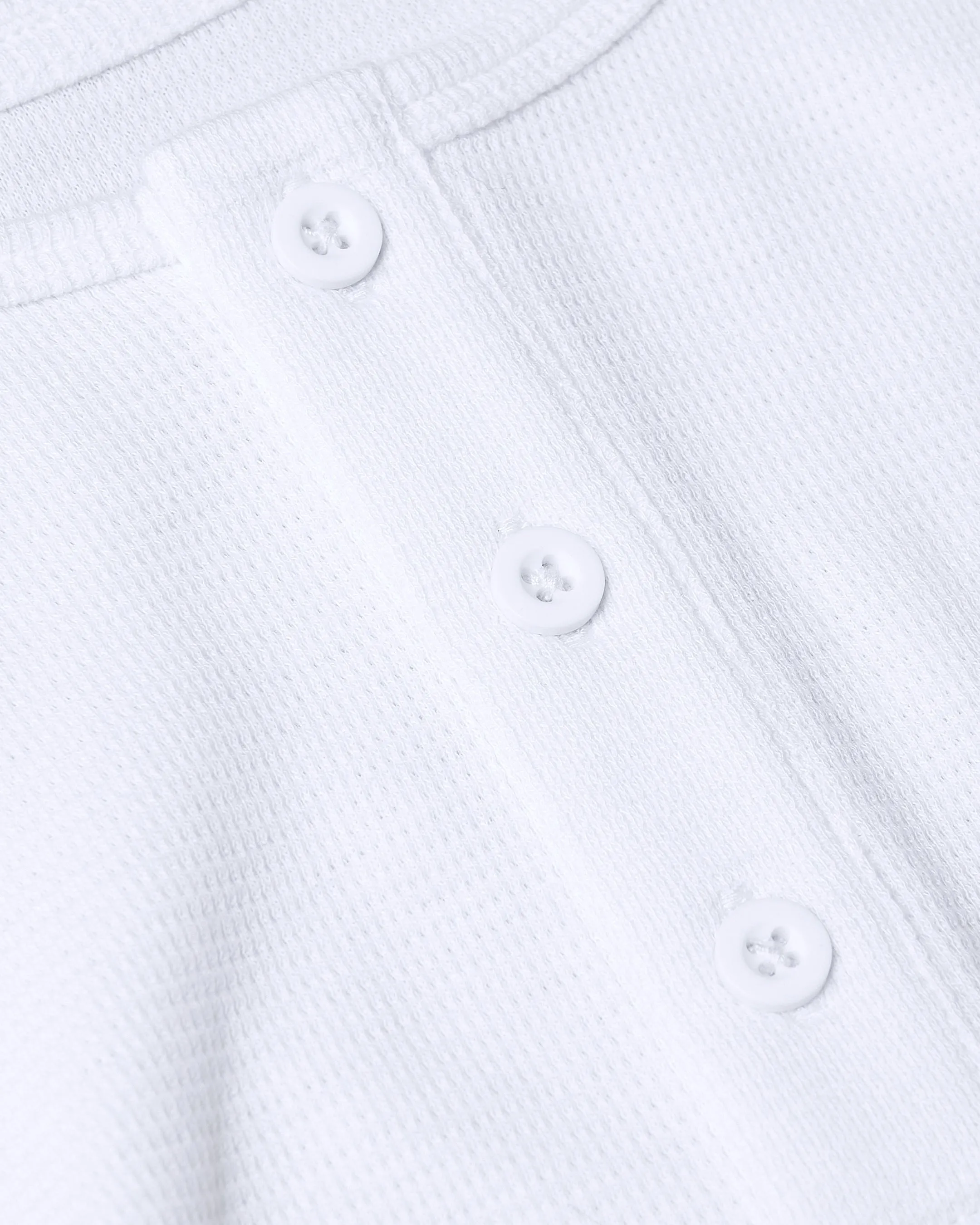 All White Waffle Long Sleeve Henley 3-Pack