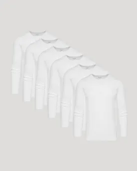 All White Waffle Long Sleeve Henley 6-Pack