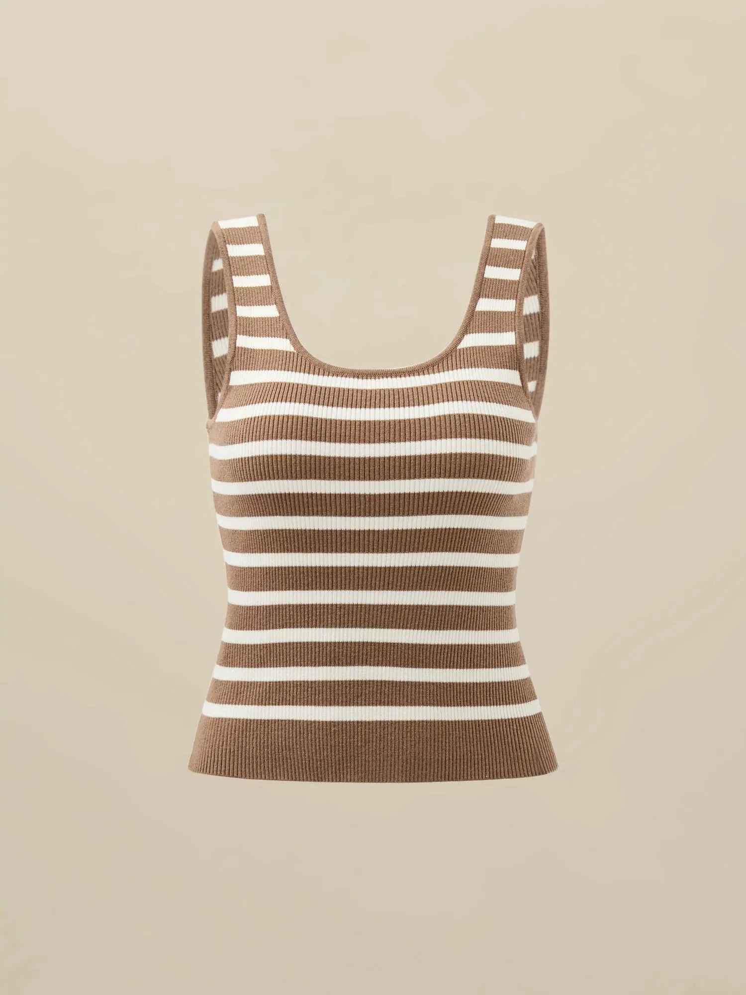 Amoretu Wool U-Neck Striped Knitted Vest
