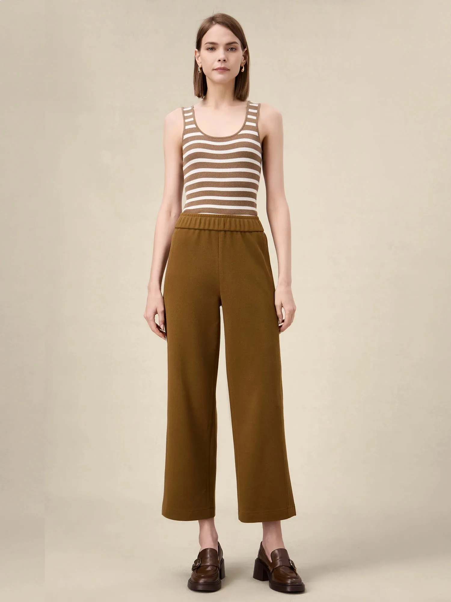 Amoretu Wool U-Neck Striped Knitted Vest