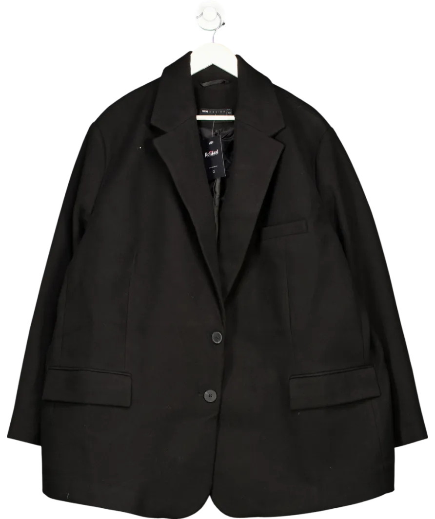 ASOS Black Curve Wool Look Coat UK XXL
