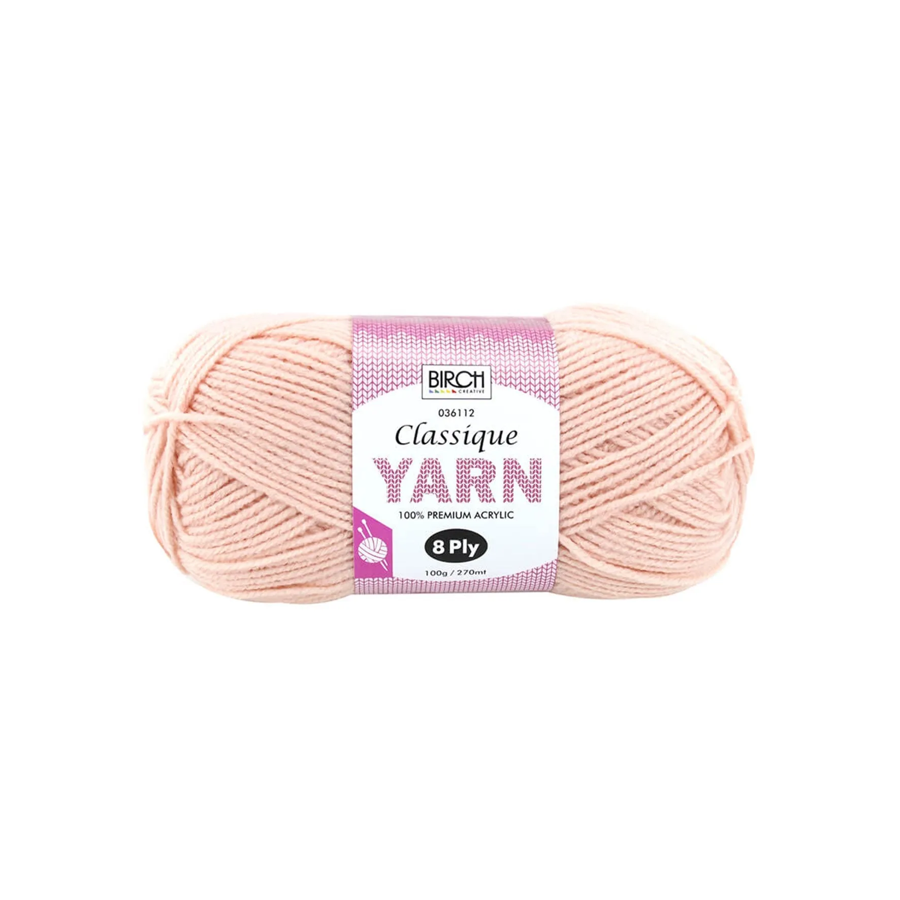 Birch Creative Classique Knitting Yarn - Peach 100g*