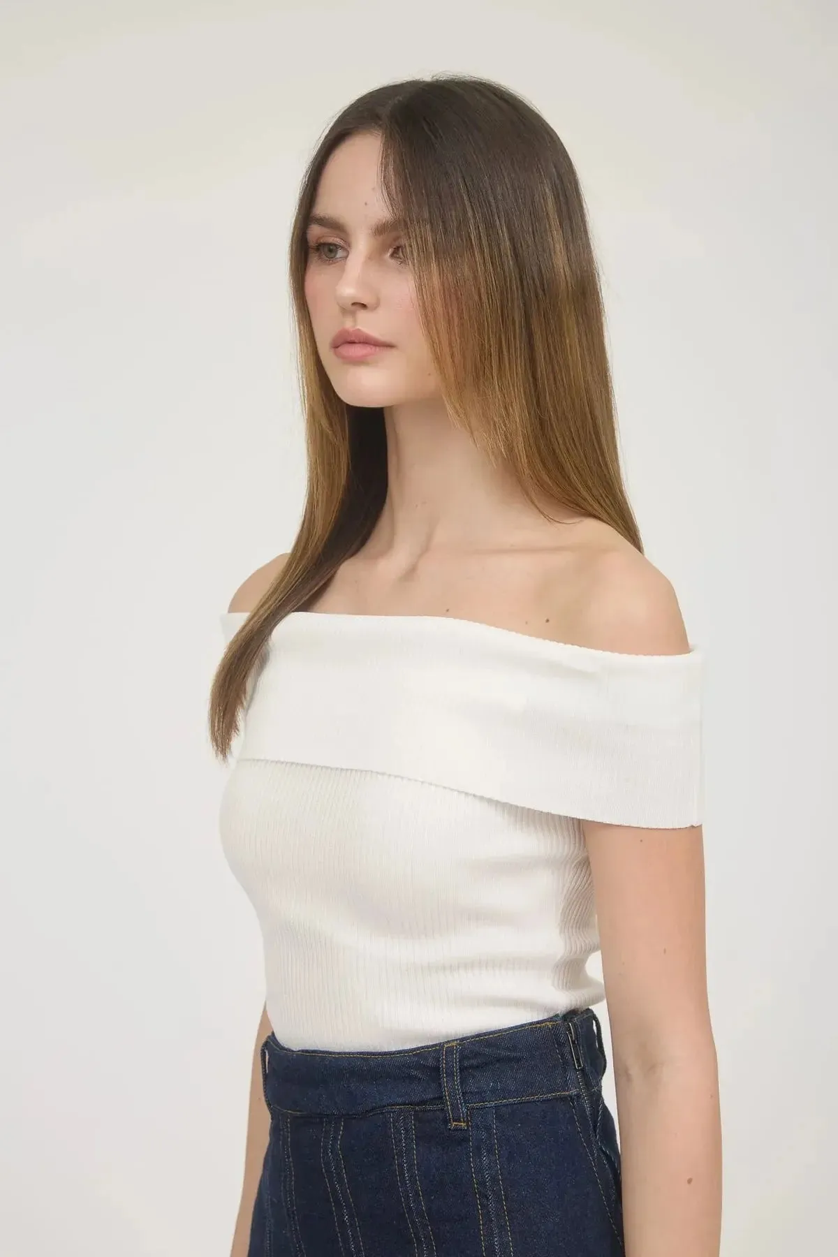 Blu Pepper Summer Brunch Top – Off-the-Shoulder Knit Style Top