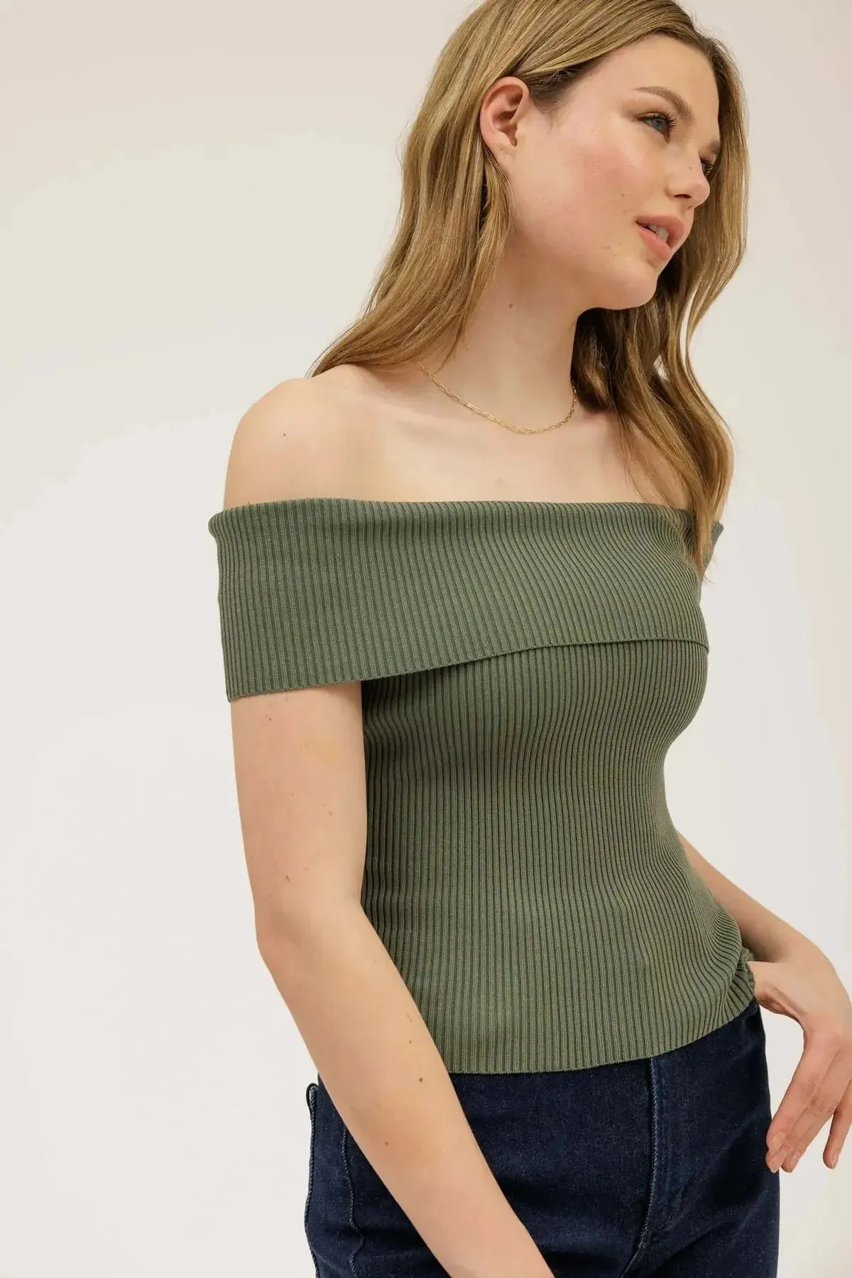 Blu Pepper Summer Brunch Top – Off-the-Shoulder Knit Style Top