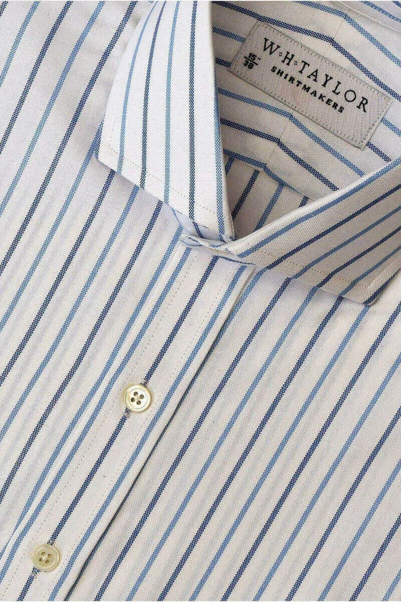 Blue Navy Alternate Dress Stripe Oxford Ladies Bespoke Shirt
