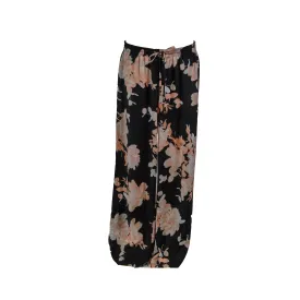 Calvin Klein Women's Floral Print Wide Leg Lightweight Pants Black Pink Medium