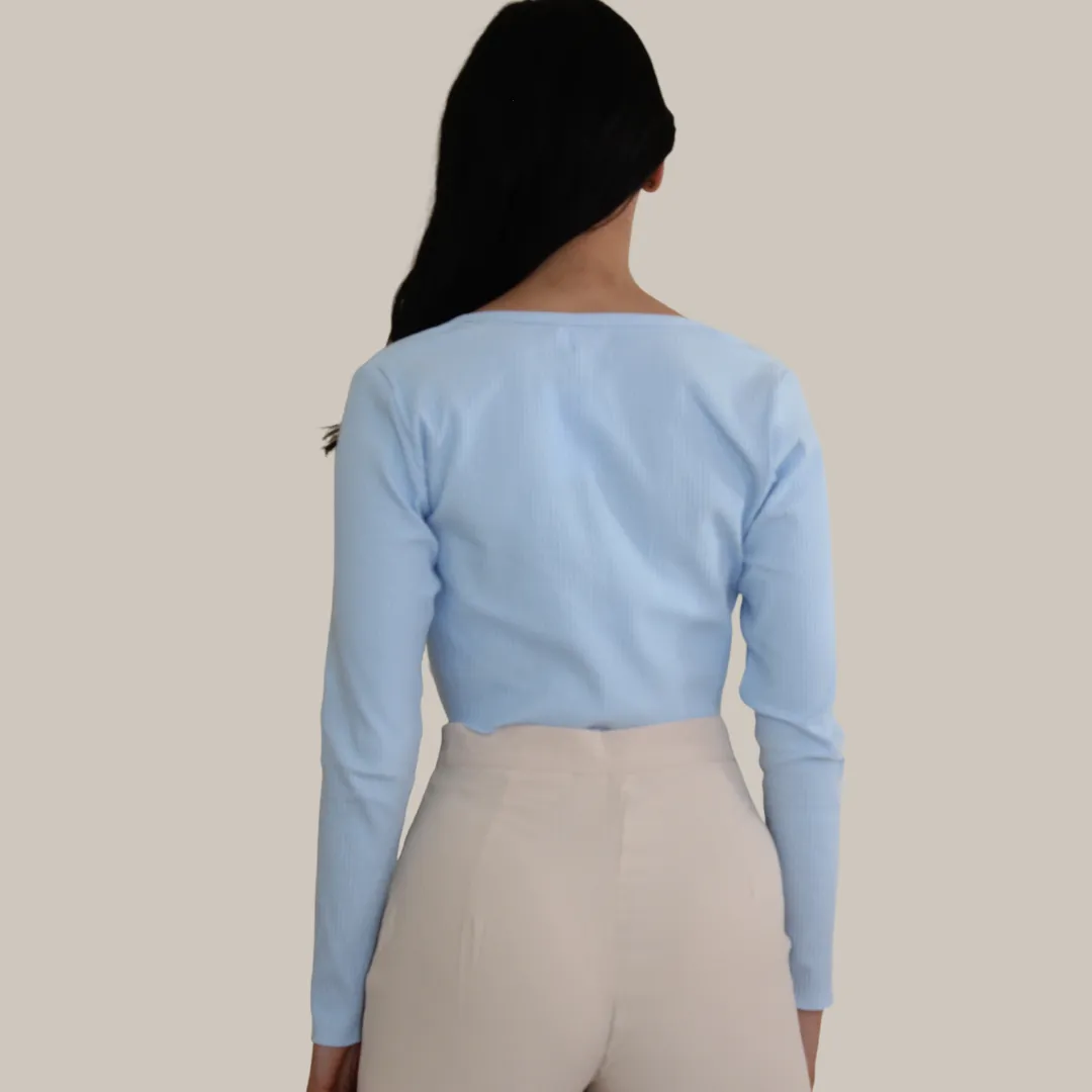 CHLOE CARDIGAN - CROPPED BABY BLUE CARDIGAN