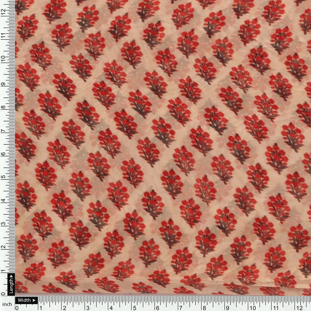 Classy Cream Ditsy Digital Printed Pure Organza Fabric