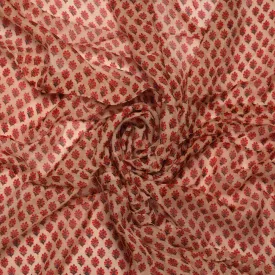 Classy Cream Ditsy Digital Printed Pure Organza Fabric