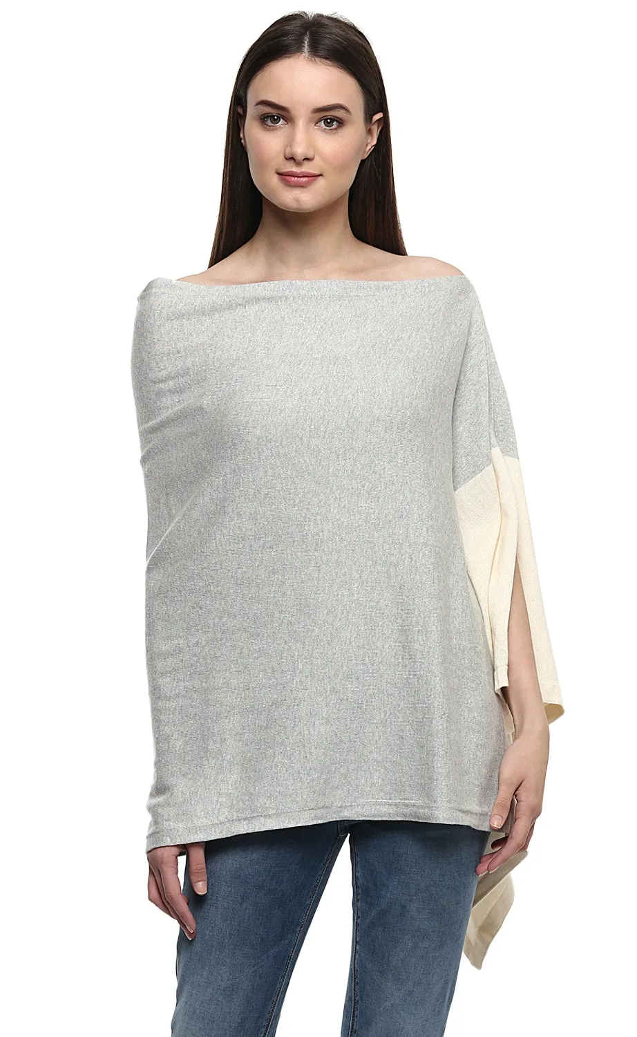 Color Block Knitted Poncho