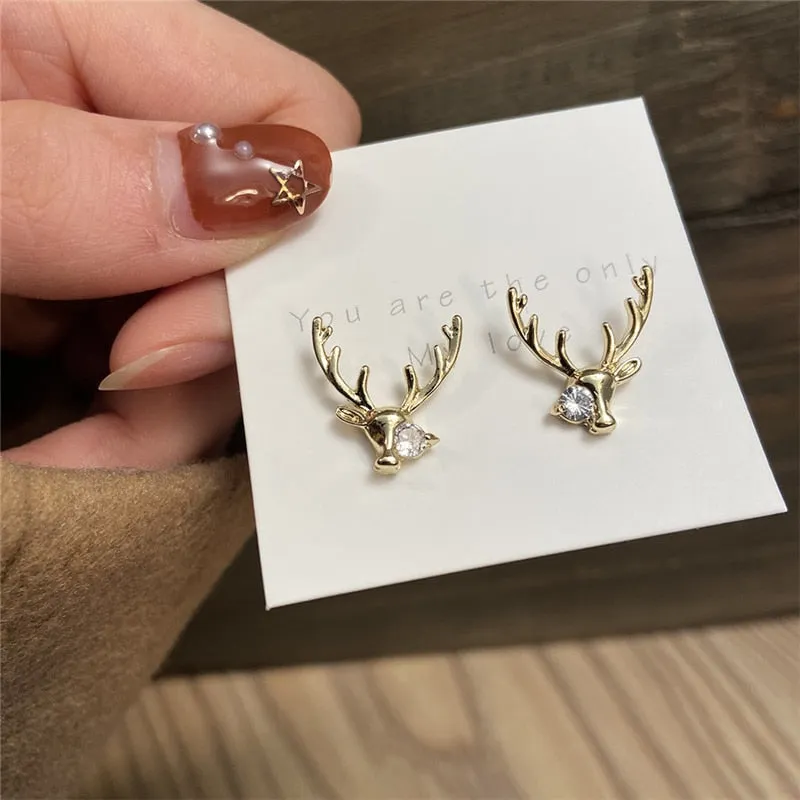 Cubic Zirconia Round Stud Earrings Set For Women Silver Color Crystal