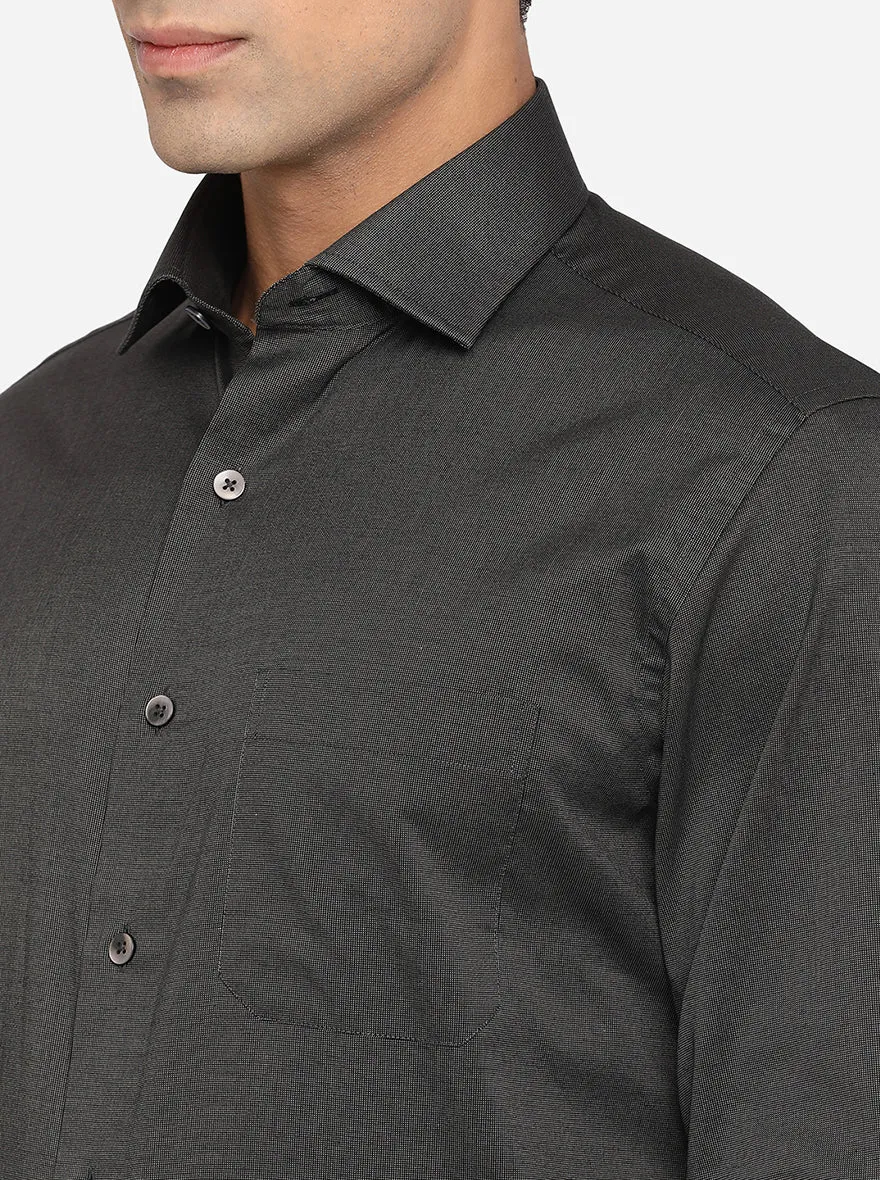 Dark Grey Solid Slim Fit Formal Shirt | Metal