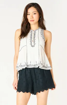 Ecru/Black Embroidered Halter Top 2523508 D