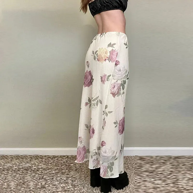 Elegant Printed High Waist Maxi Skirt – Chic & Timeless