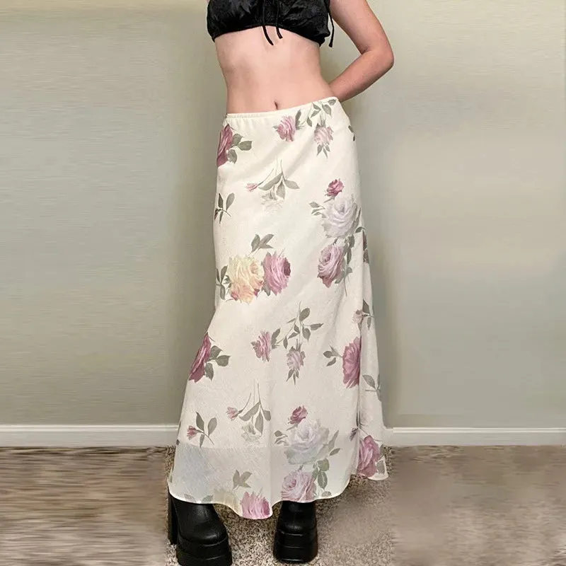 Elegant Printed High Waist Maxi Skirt – Chic & Timeless