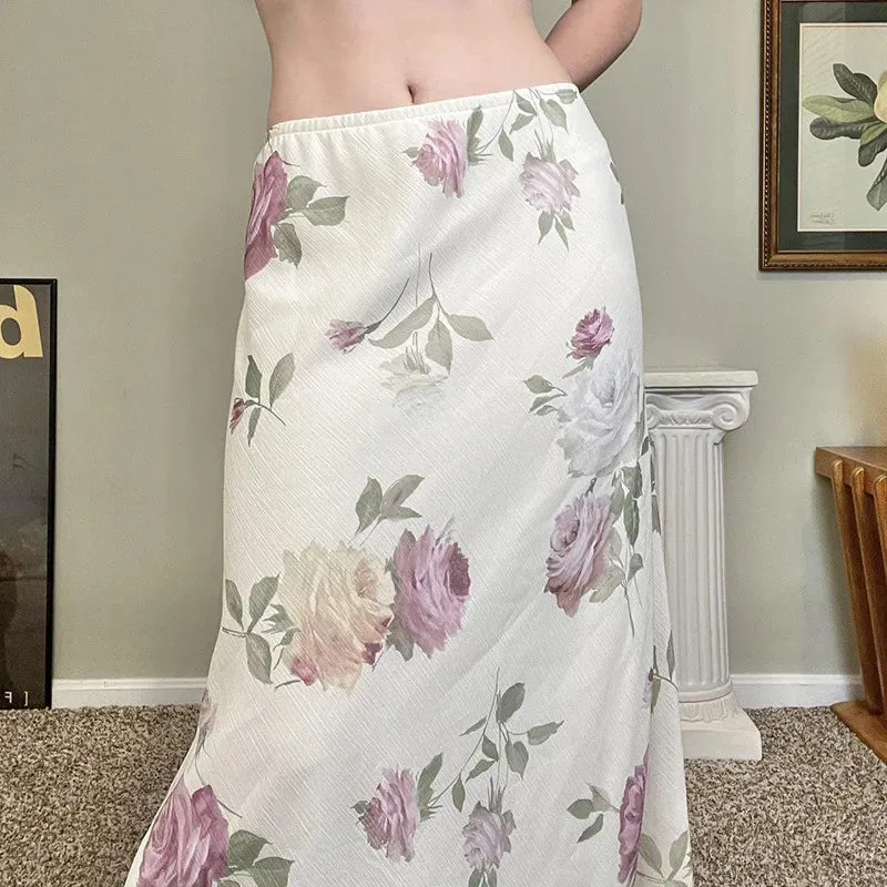 Elegant Printed High Waist Maxi Skirt – Chic & Timeless