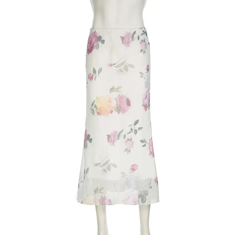 Elegant Printed High Waist Maxi Skirt – Chic & Timeless