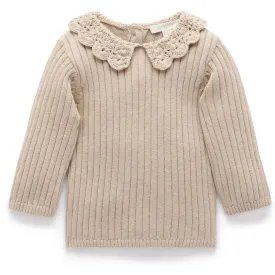 Fine Rib Jumper with Collar