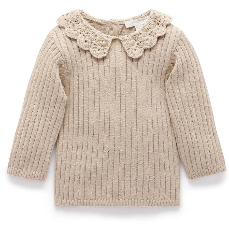 Fine Rib Jumper with Collar