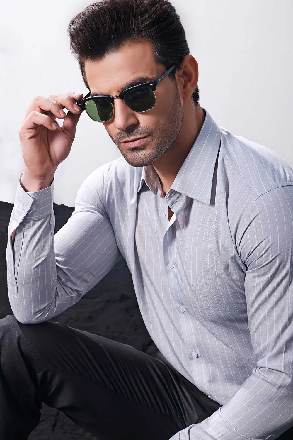 Grey With Stripes Oxford Shirt