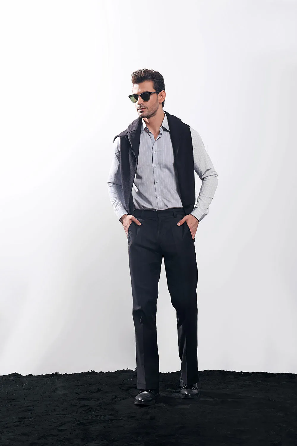 Grey With Stripes Oxford Shirt