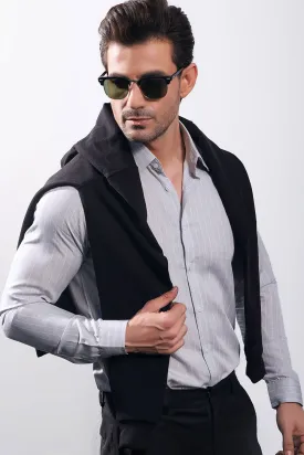 Grey With Stripes Oxford Shirt