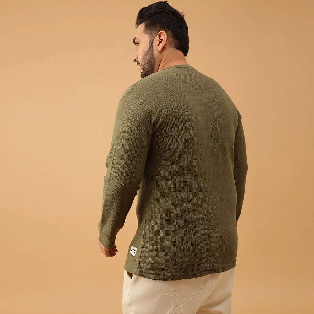 Henley Textured Premium Full Sleeve Tee