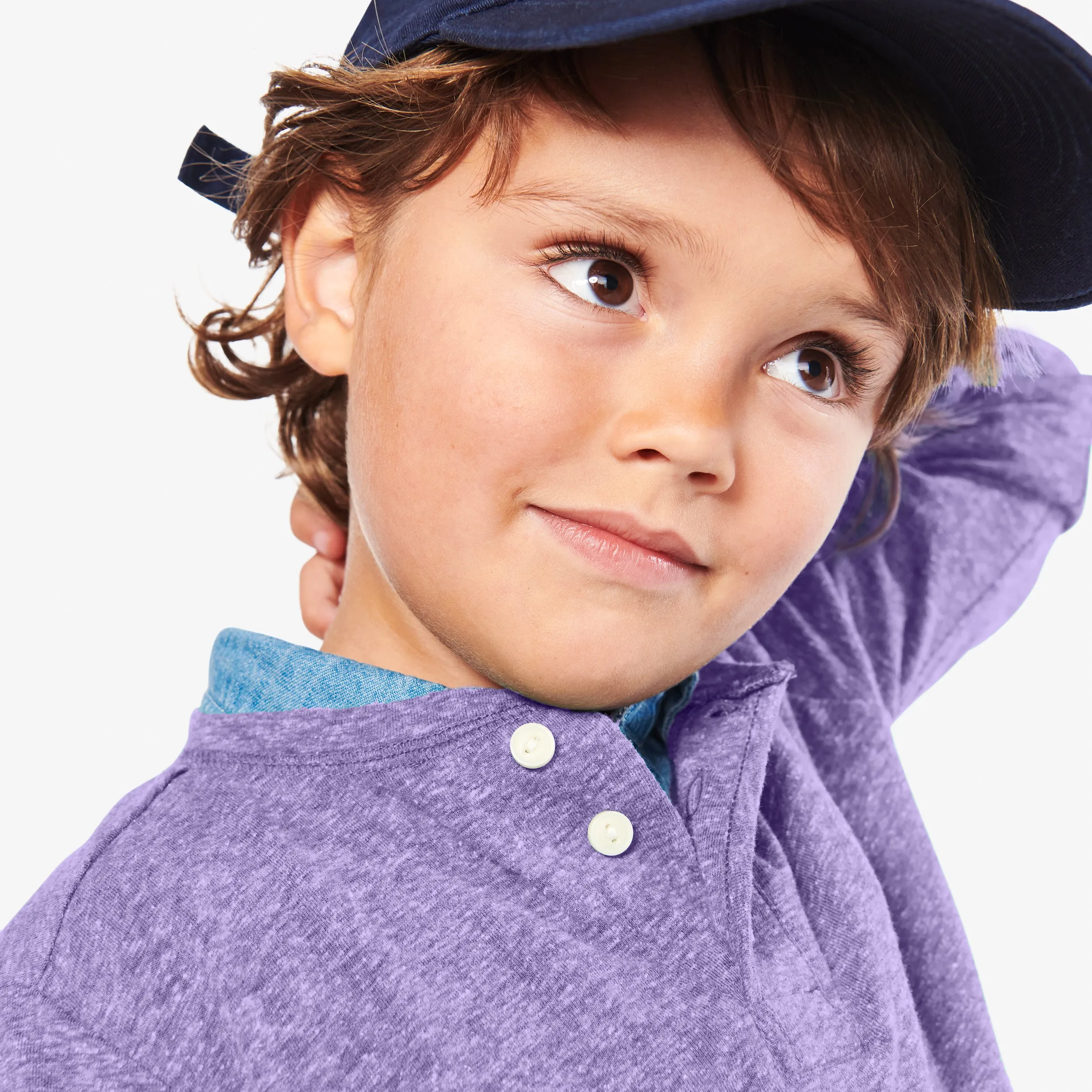 Kids heathered long sleeve henley