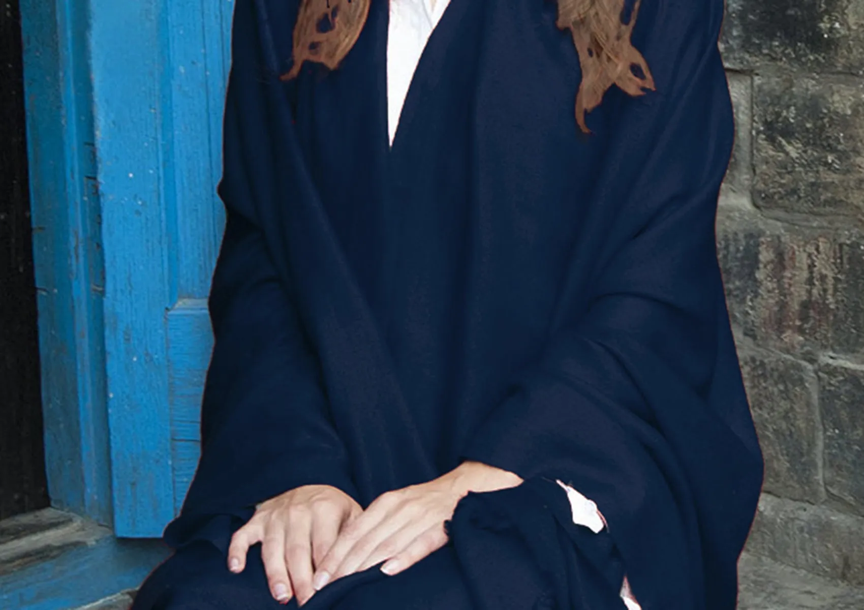 LAKSHMI - Authentic Pashmina Meditation Shawl - Navy