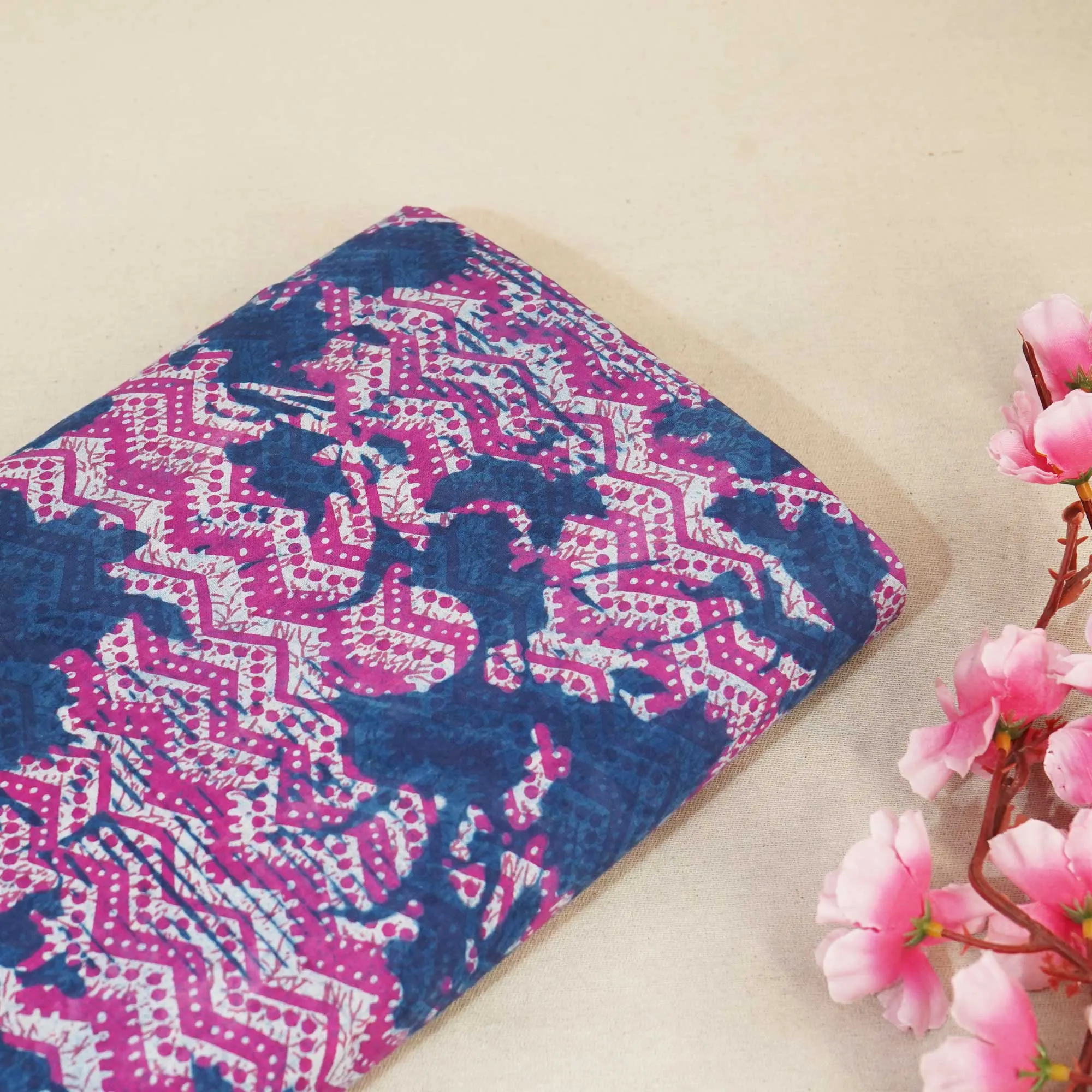 Magenta & Indigo Mulmul Fabric NC-24590