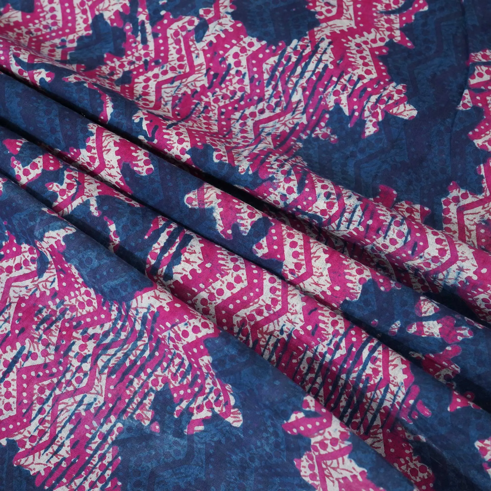 Magenta & Indigo Mulmul Fabric NC-24590