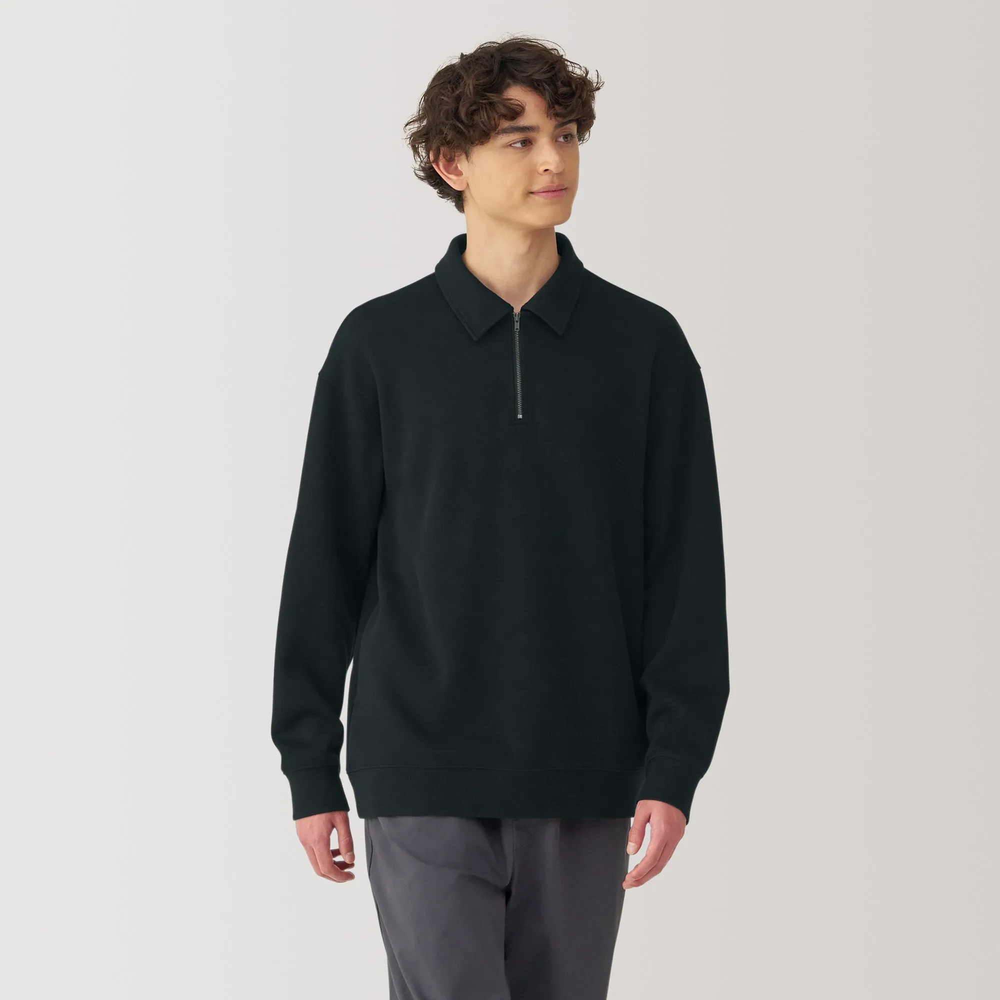 Men's Double Knitted Collared Pullover