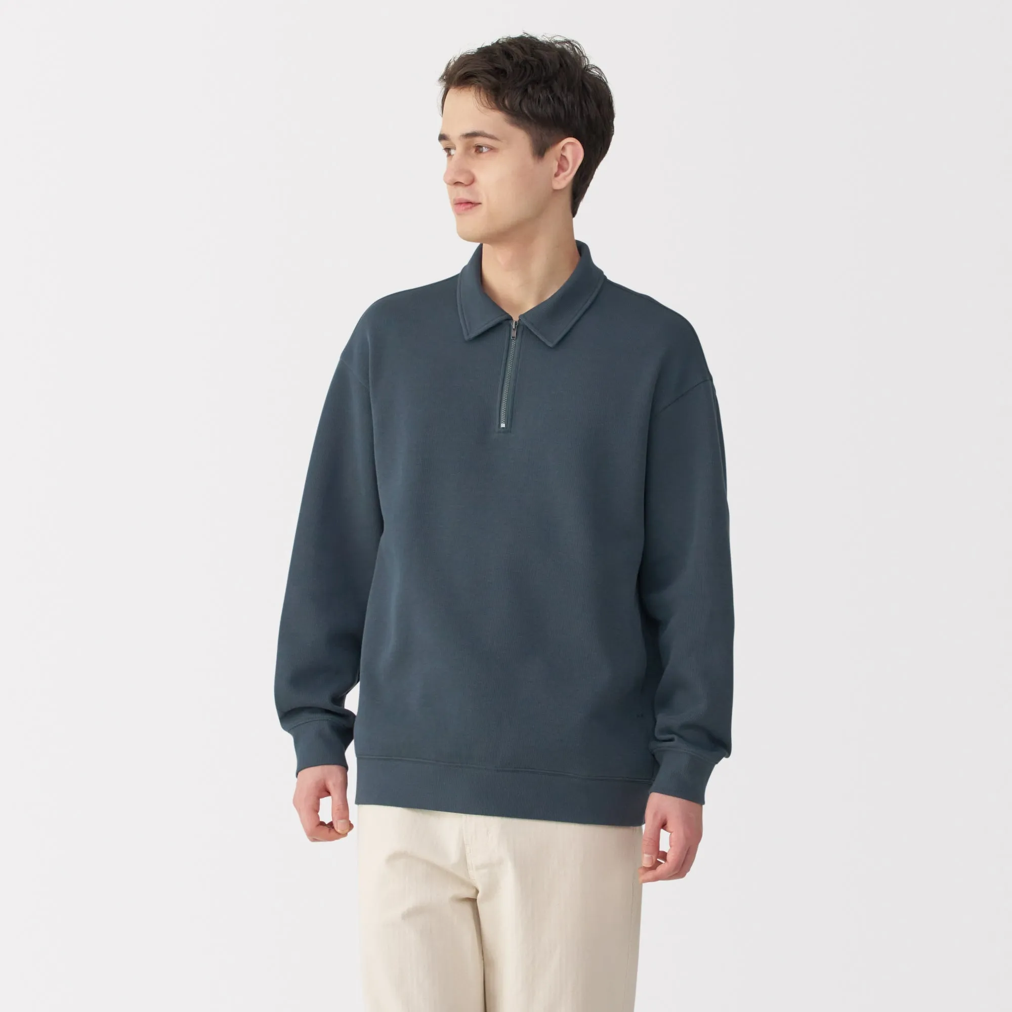 Men's Double Knitted Collared Pullover