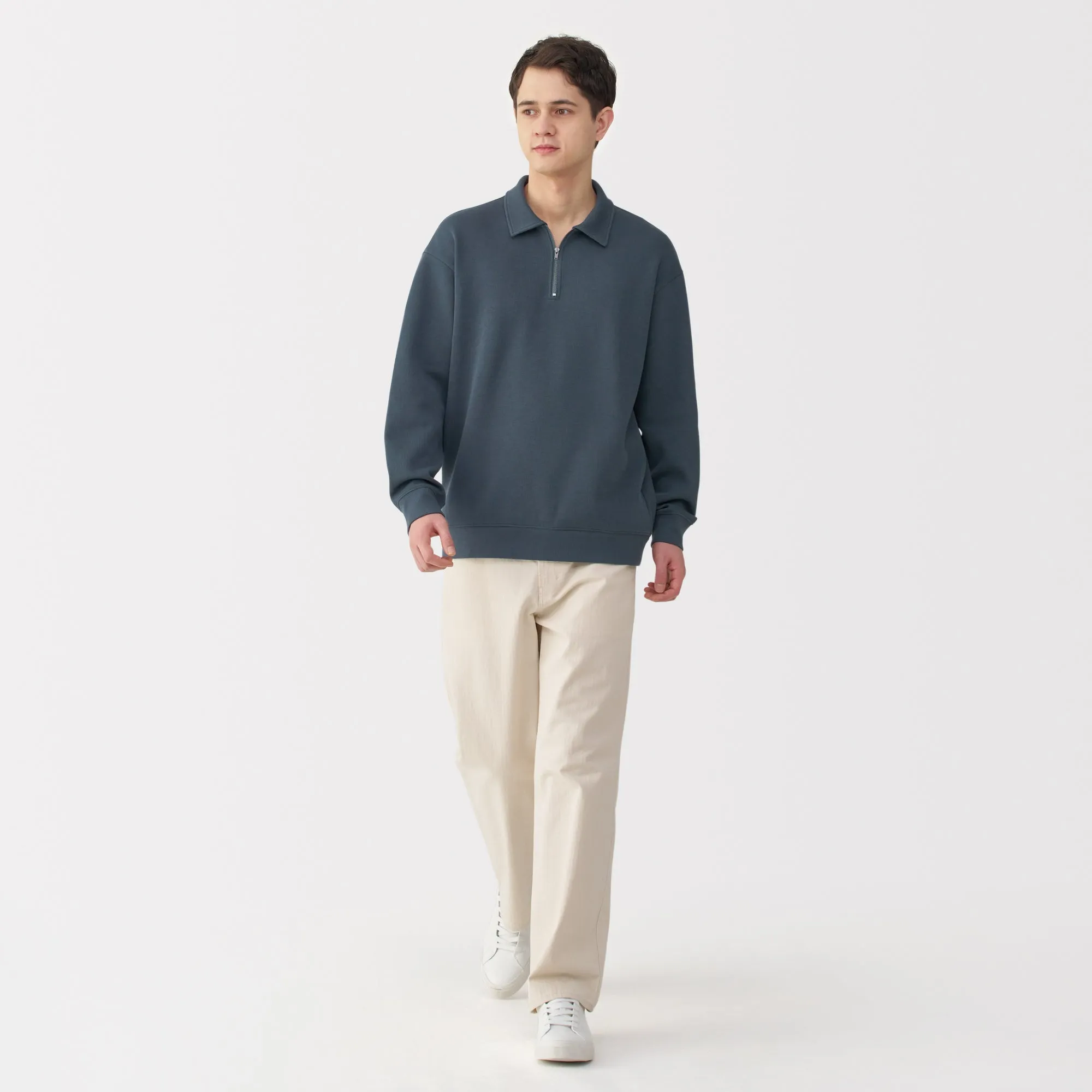 Men's Double Knitted Collared Pullover