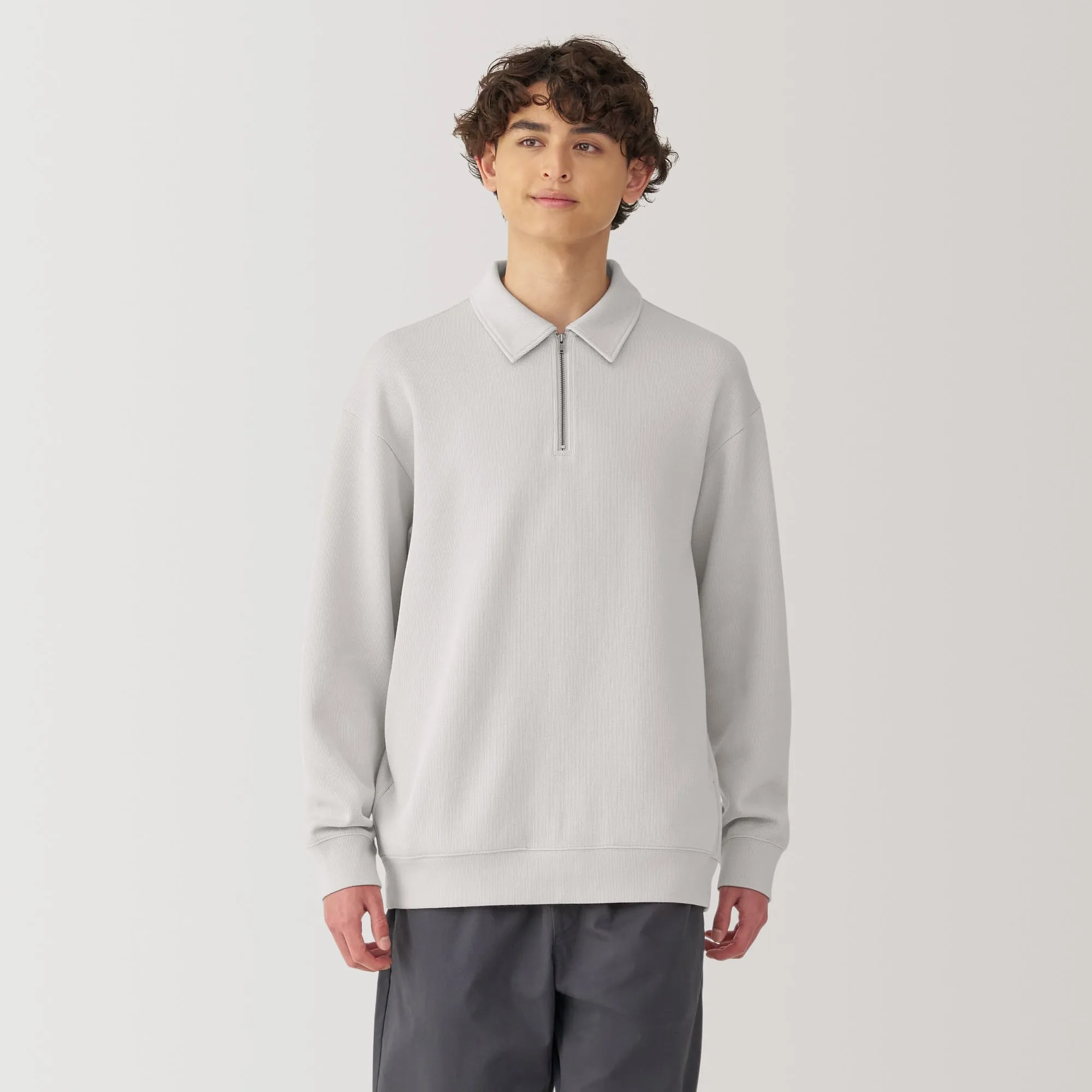 Men's Double Knitted Collared Pullover