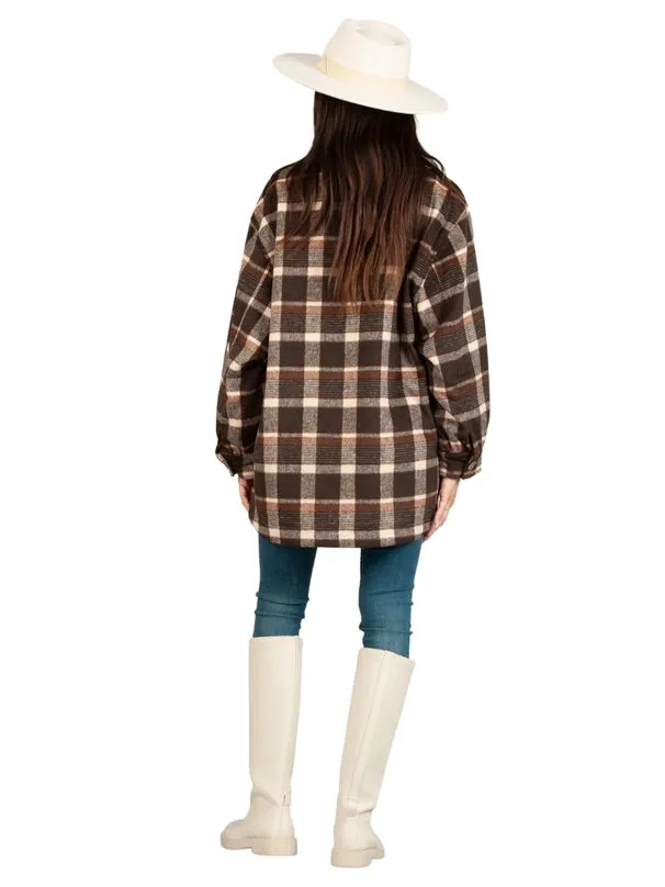 Mocha Plaid Flannel Oversized Shacket
