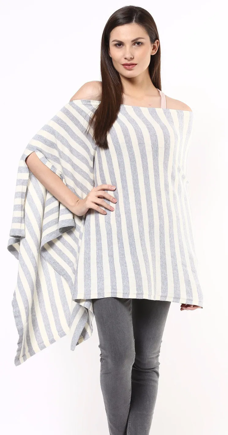Modern Stripe Knitted Poncho