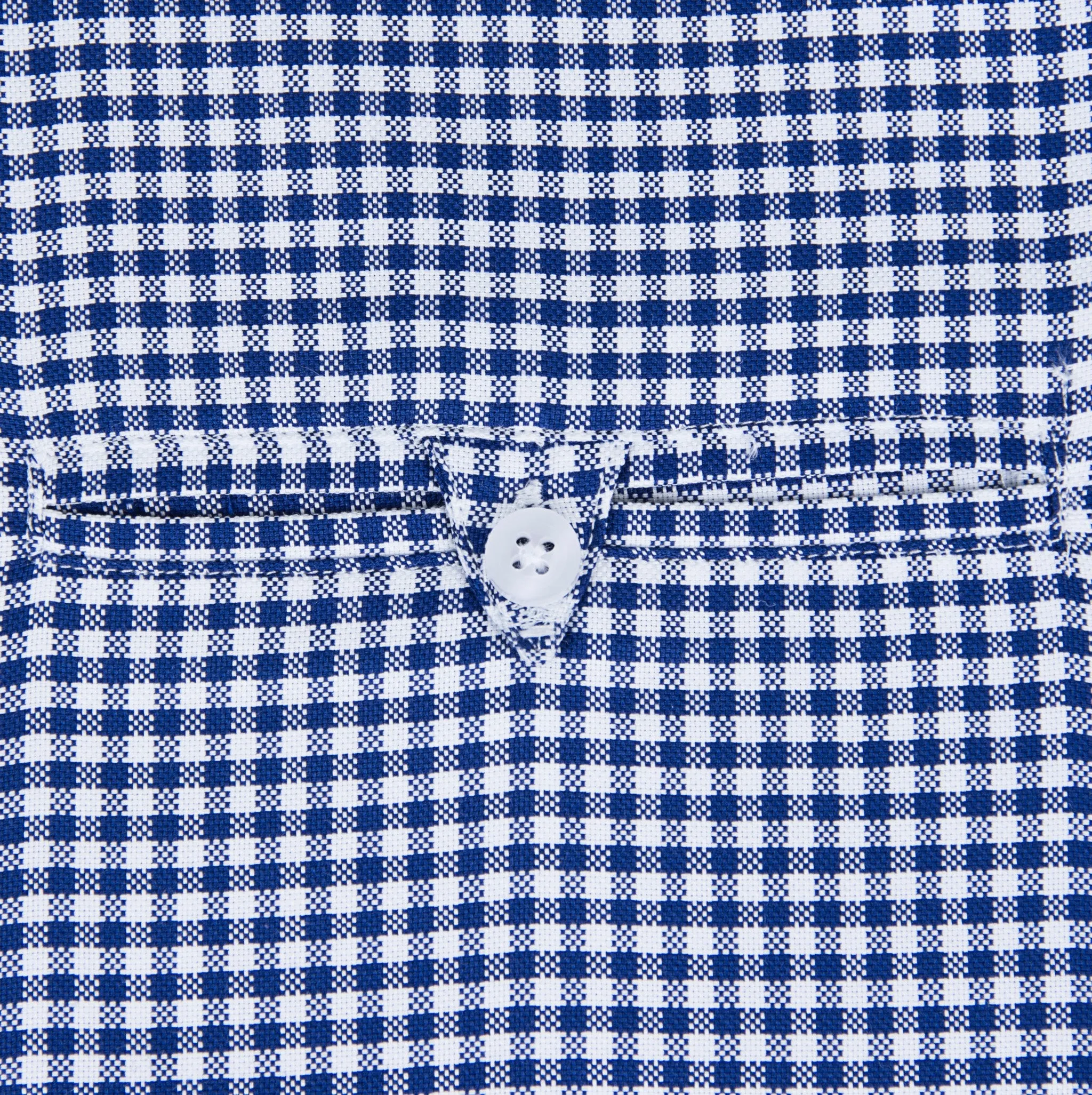 Navy Blue Gingham Check Formal Men's Shirt