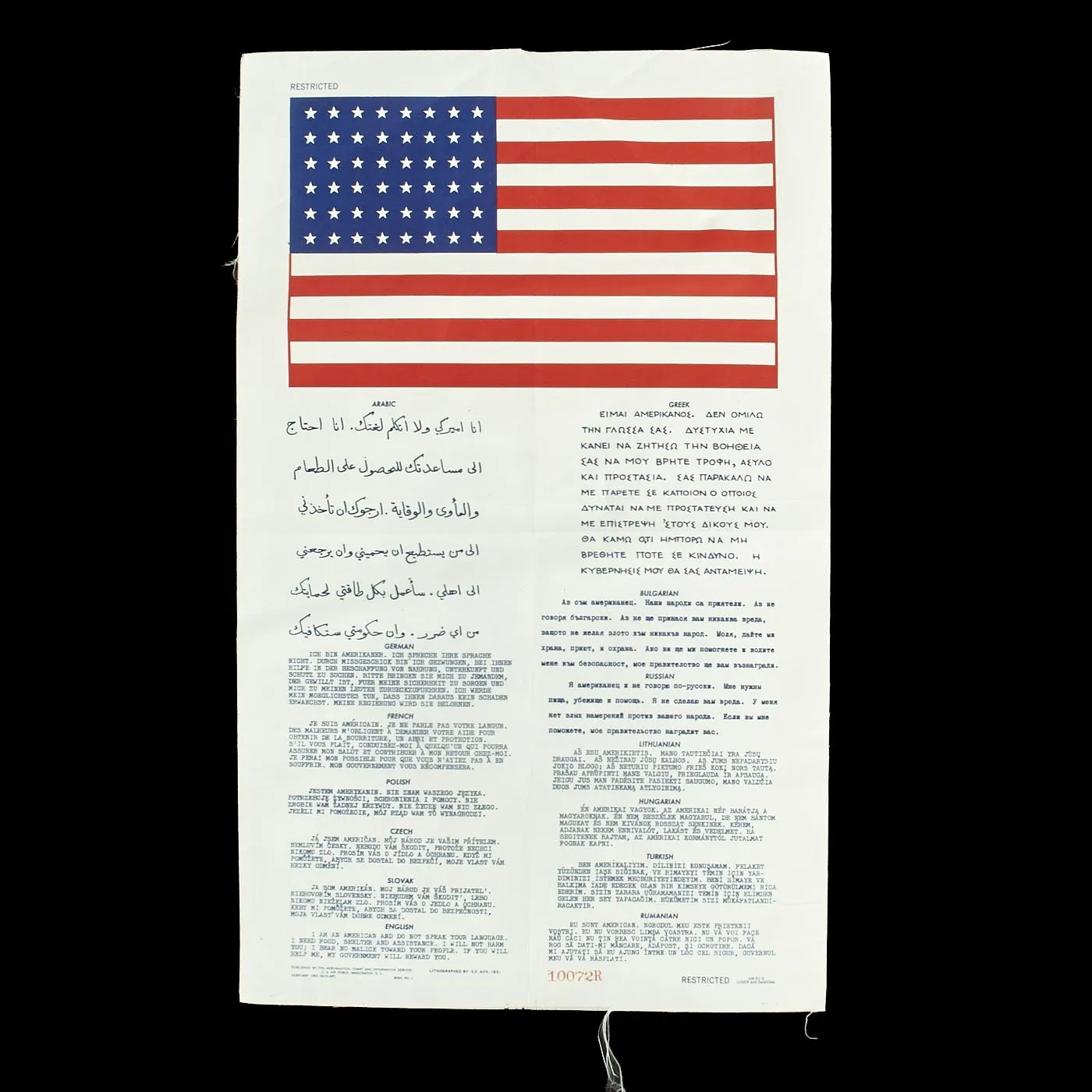 Original U.S. Air Force Blood Chit Collection - Korean War, Vietnam War, Operation Iraqi Freedom