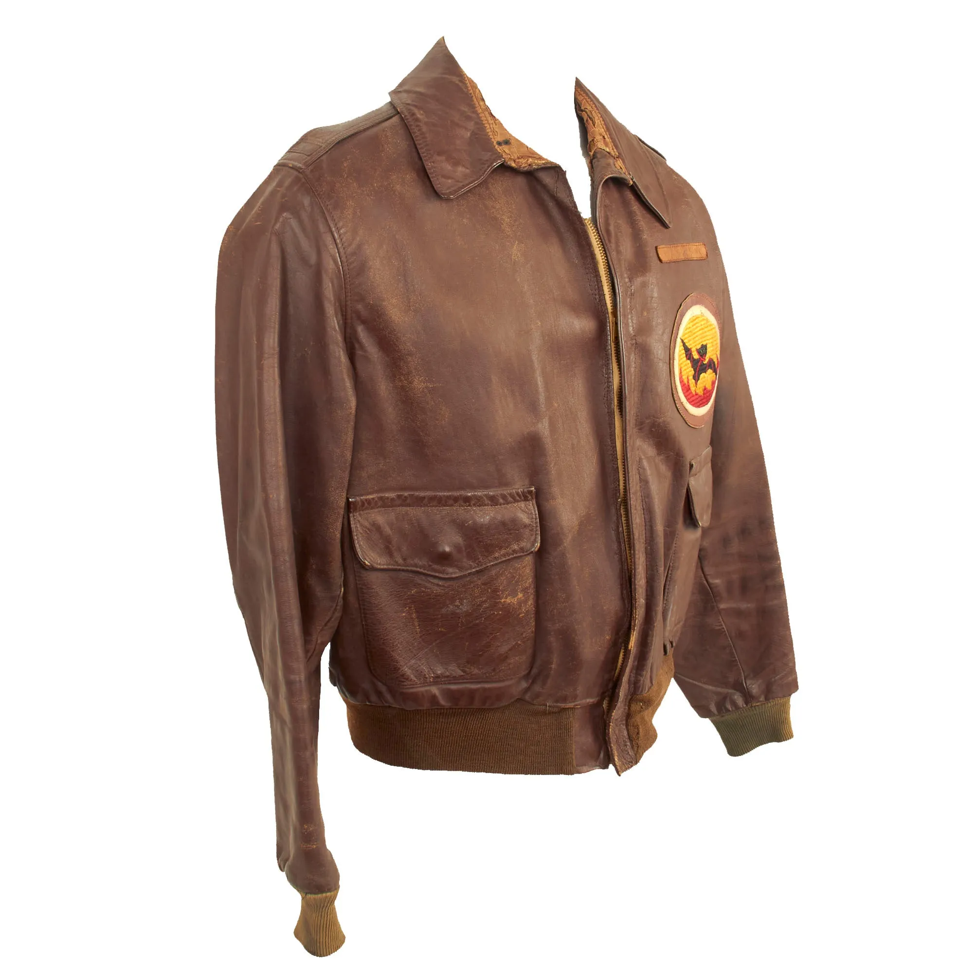 Original U.S. WWII 7th Air Force A-2 Leather Flight Jacket - 819th Bomb Squadron, 30th Bomb Group - Named To E. C. Jackson