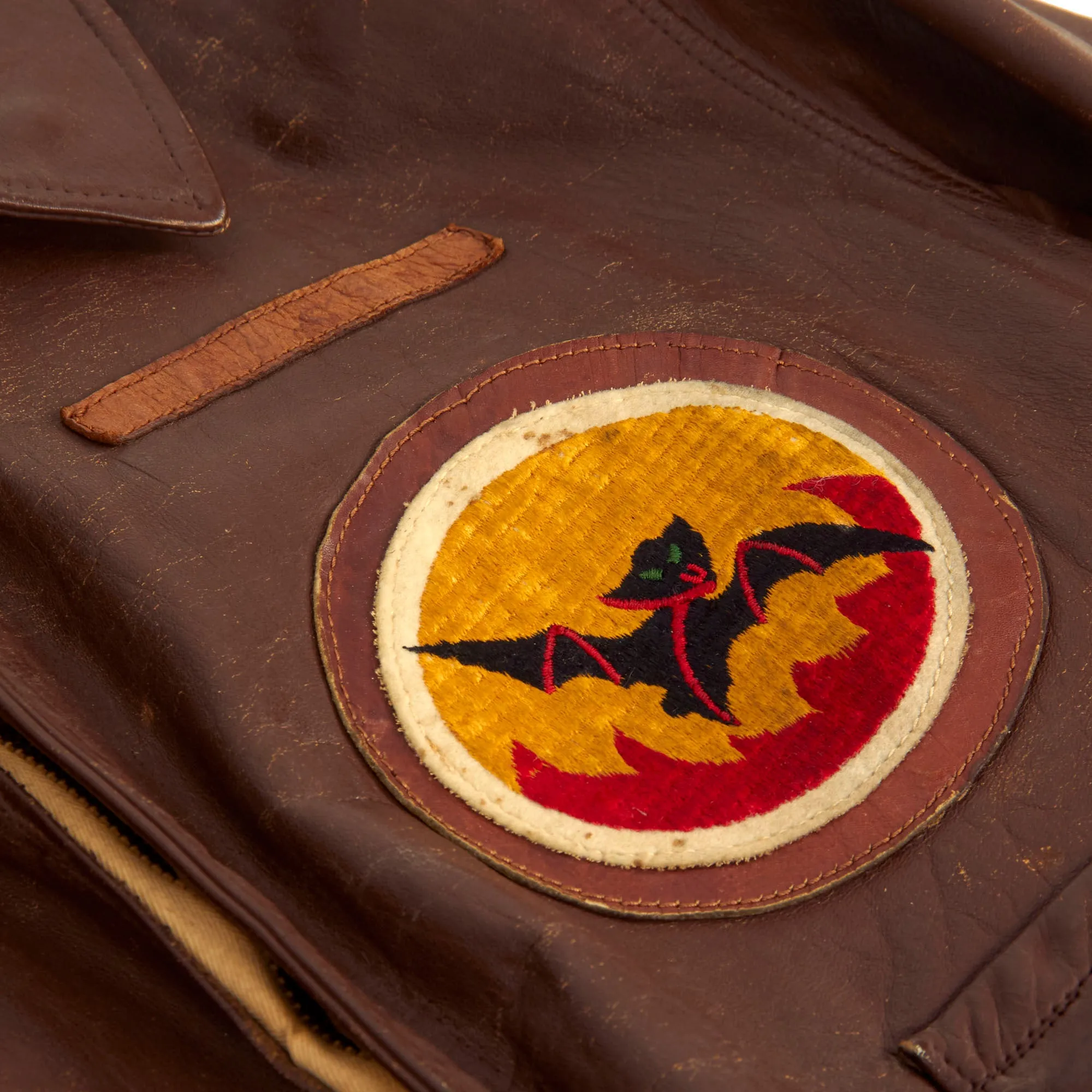 Original U.S. WWII 7th Air Force A-2 Leather Flight Jacket - 819th Bomb Squadron, 30th Bomb Group - Named To E. C. Jackson