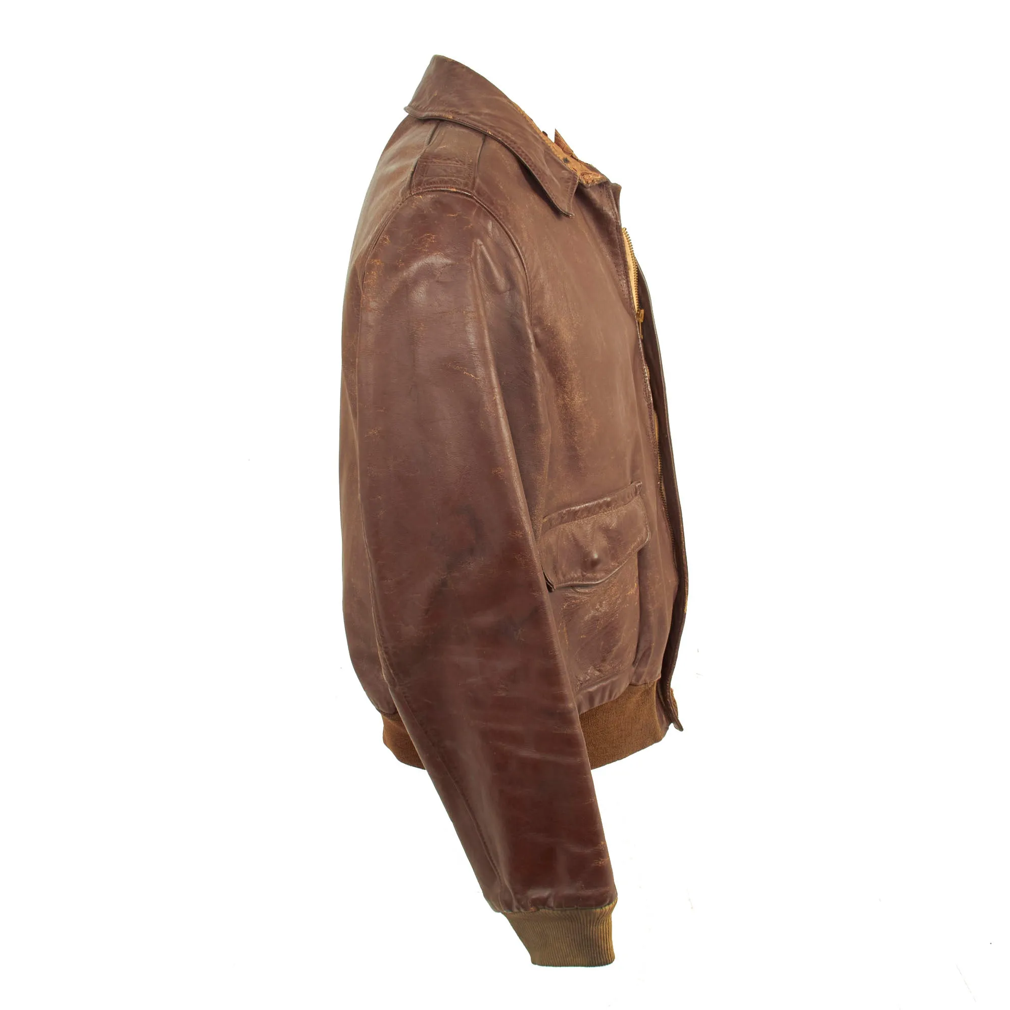Original U.S. WWII 7th Air Force A-2 Leather Flight Jacket - 819th Bomb Squadron, 30th Bomb Group - Named To E. C. Jackson