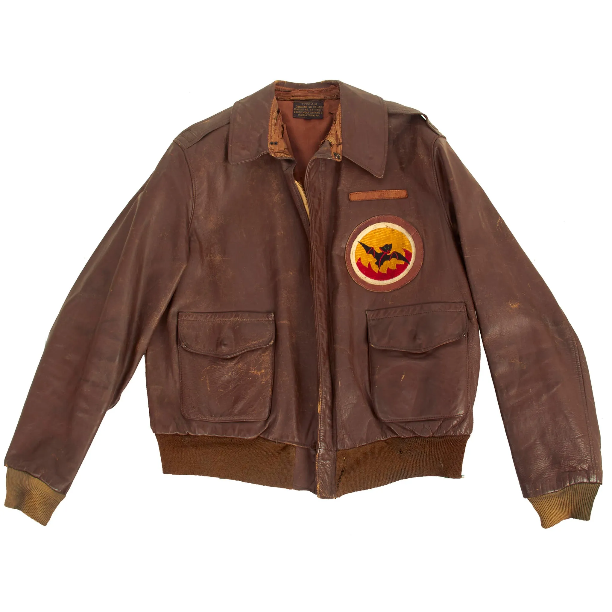 Original U.S. WWII 7th Air Force A-2 Leather Flight Jacket - 819th Bomb Squadron, 30th Bomb Group - Named To E. C. Jackson