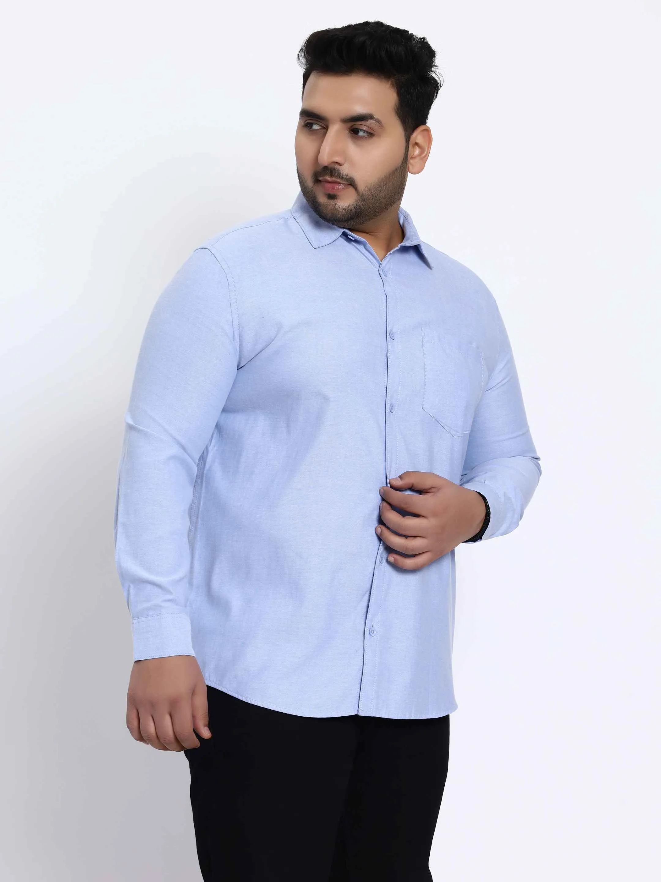 Oxford Cotton Blue Premium Plus Size Shirt