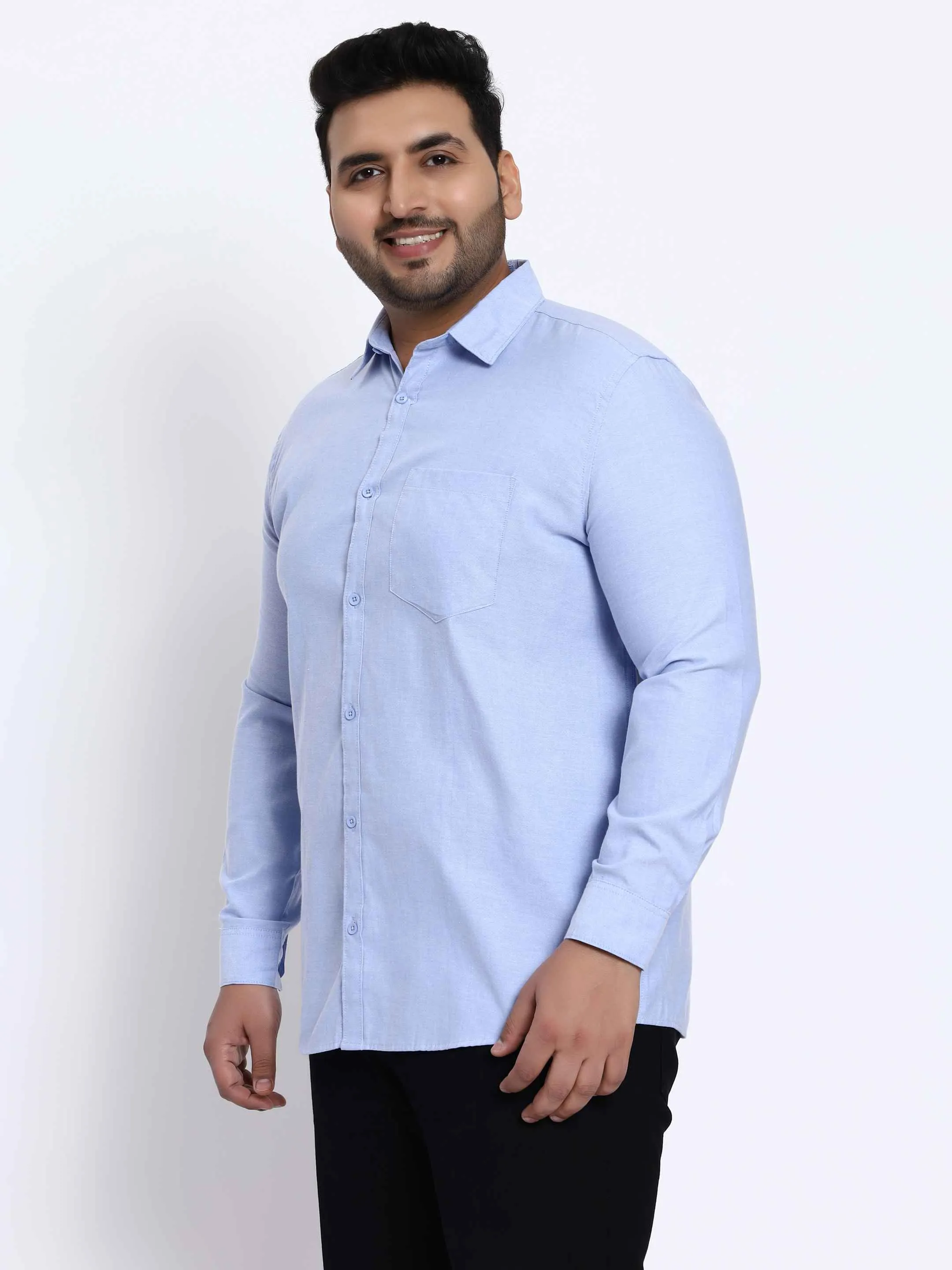 Oxford Cotton Blue Premium Plus Size Shirt
