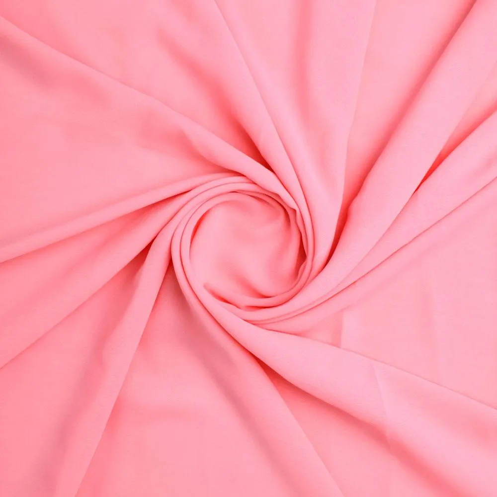 Peach Plain Georgette Solid Fabric