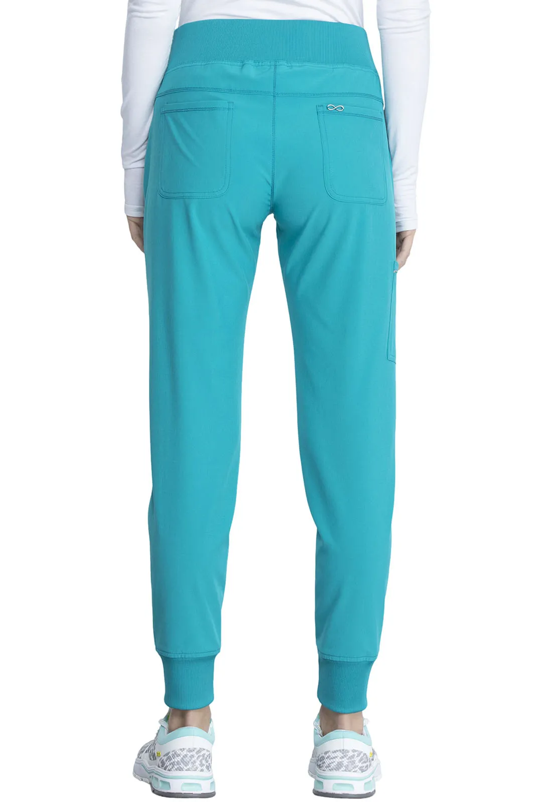 Scrub Pants - Cherokee Infinity Women's Mid Rise Jogger - Teal Blue, CK110A
